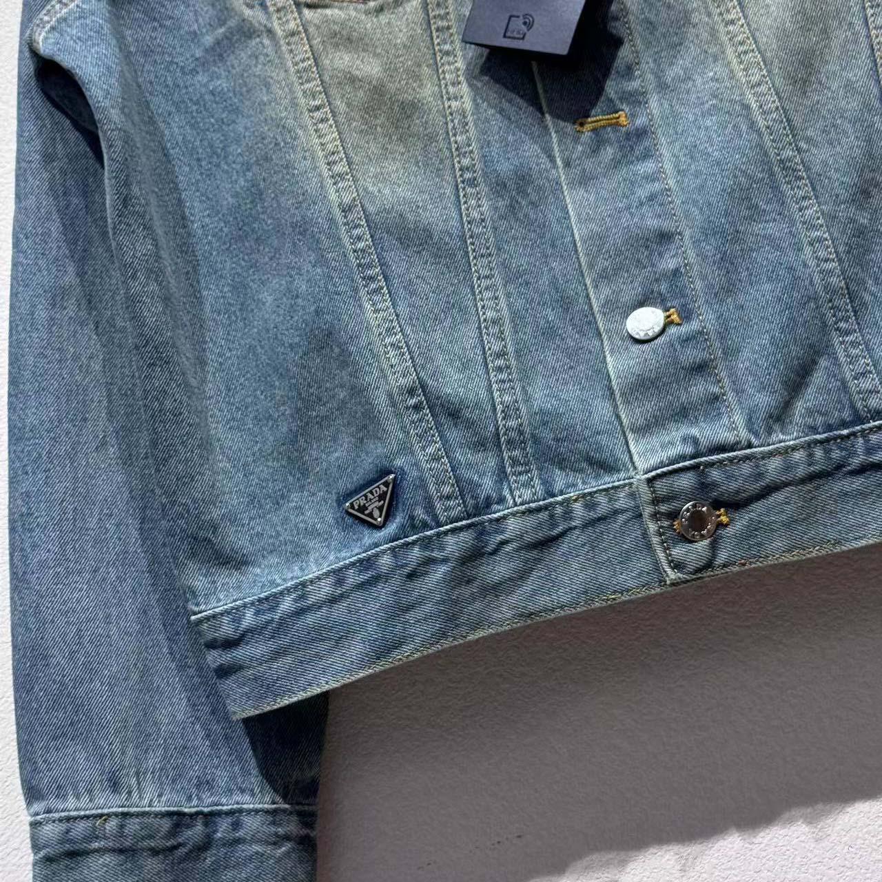 Prada Triangle-logo Denim Blouson Jacket - DopestKickz
