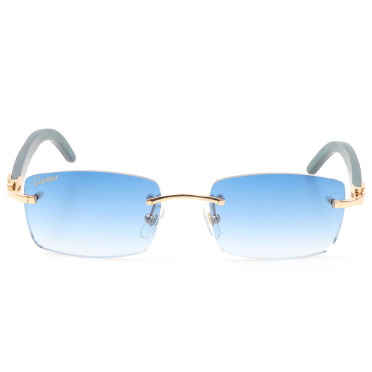 Cartier CT_3524012 Green Wood Sunglasses In Gold Gradient Blue - DopestKickz