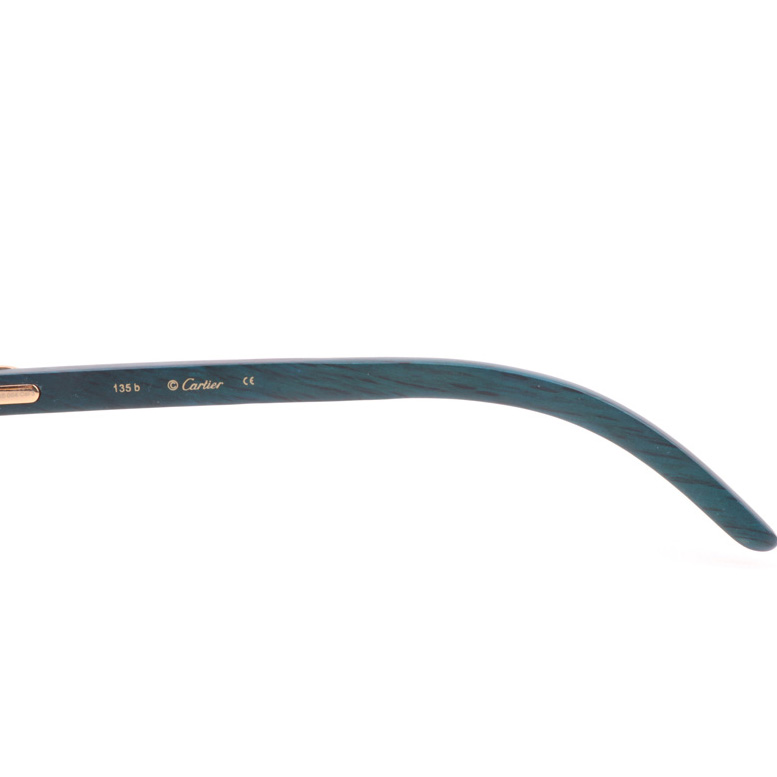 Cartier CT_3524012 Green Wood Sunglasses In Gold Gradient Blue - DopestKickz