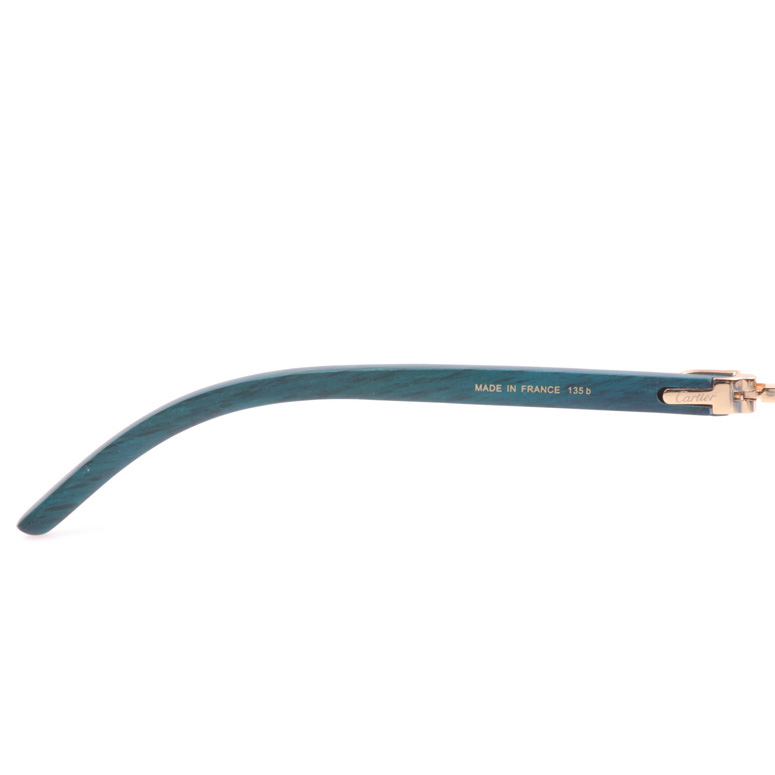 Cartier CT_3524012 Green Wood Sunglasses In Gold Gradient Blue - DopestKickz
