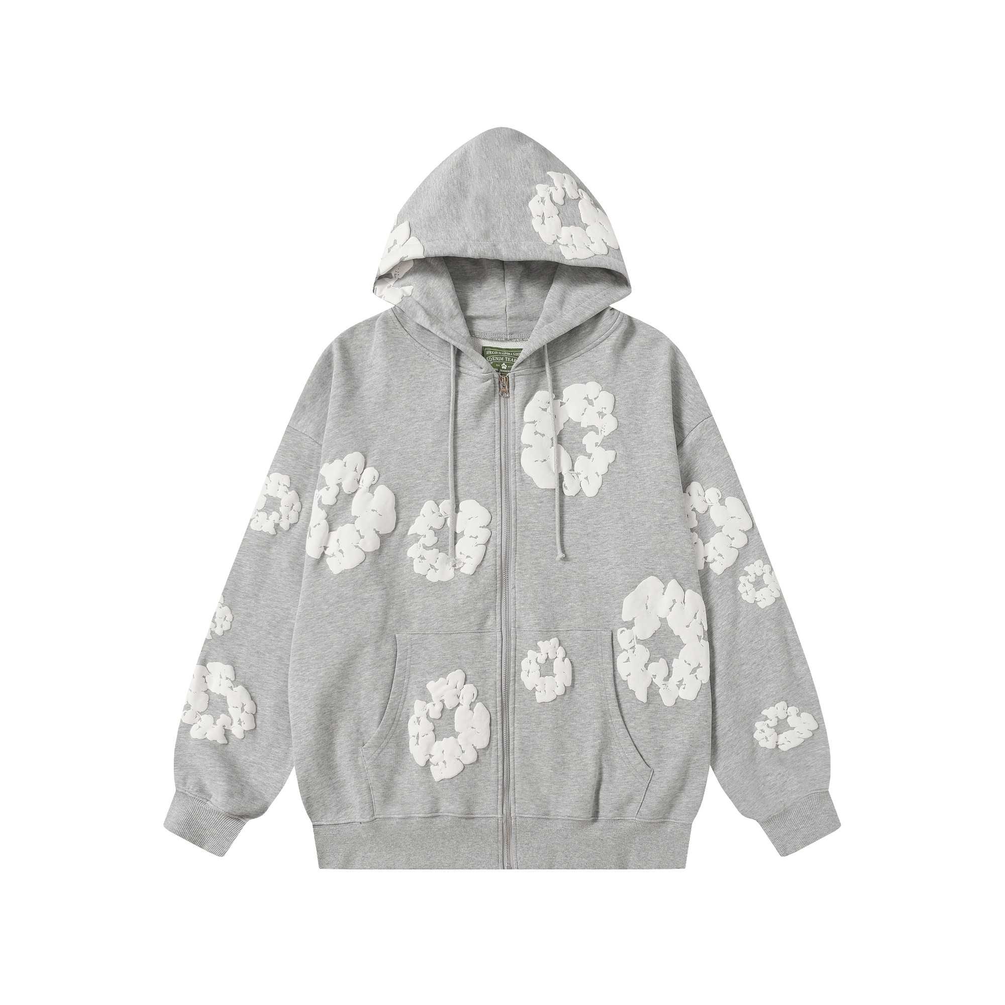 Denim Tears Cotton Wreath Zip Hoodie Grey - DopestKickz