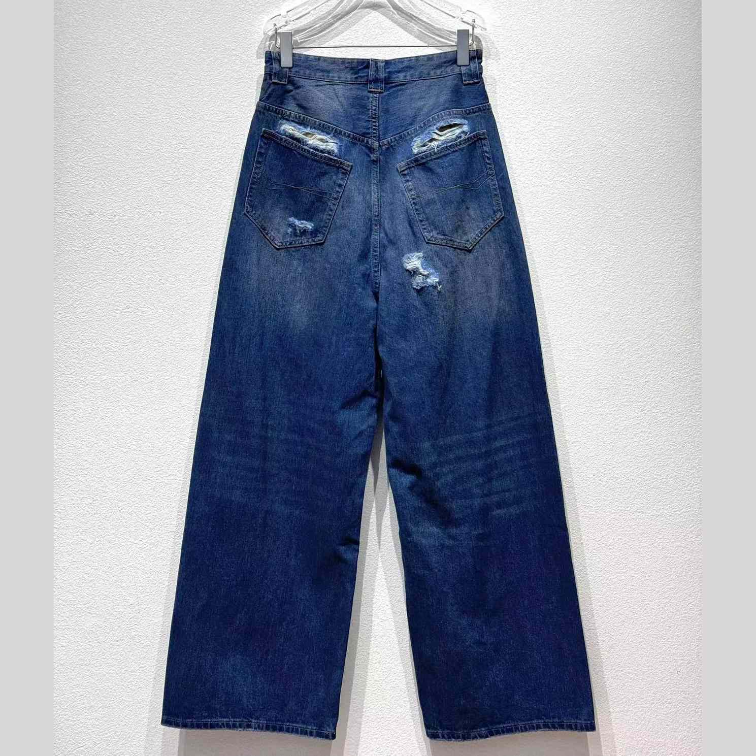 Balenciaga Baggy Pants In Blue Denim - DopestKickz