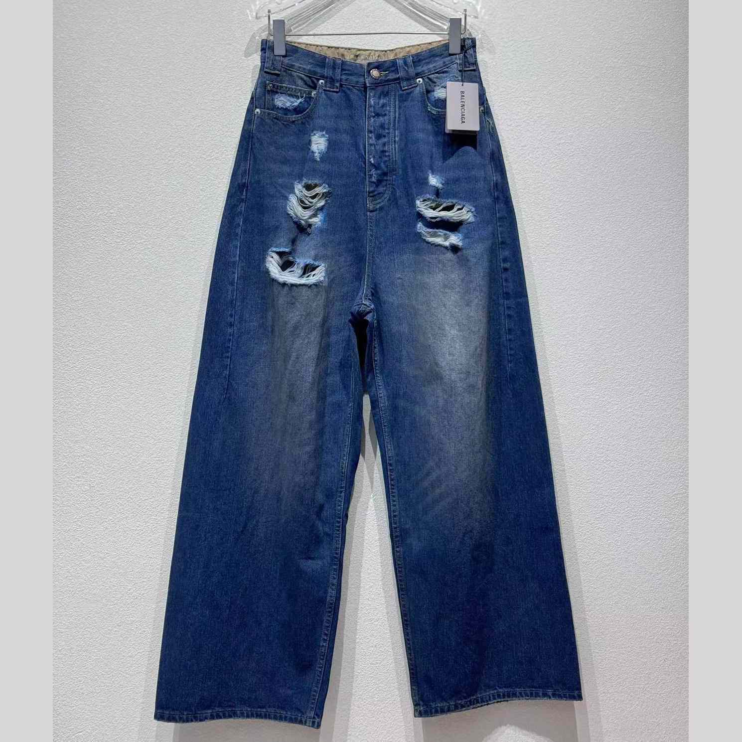 Balenciaga Baggy Pants In Blue Denim - DopestKickz