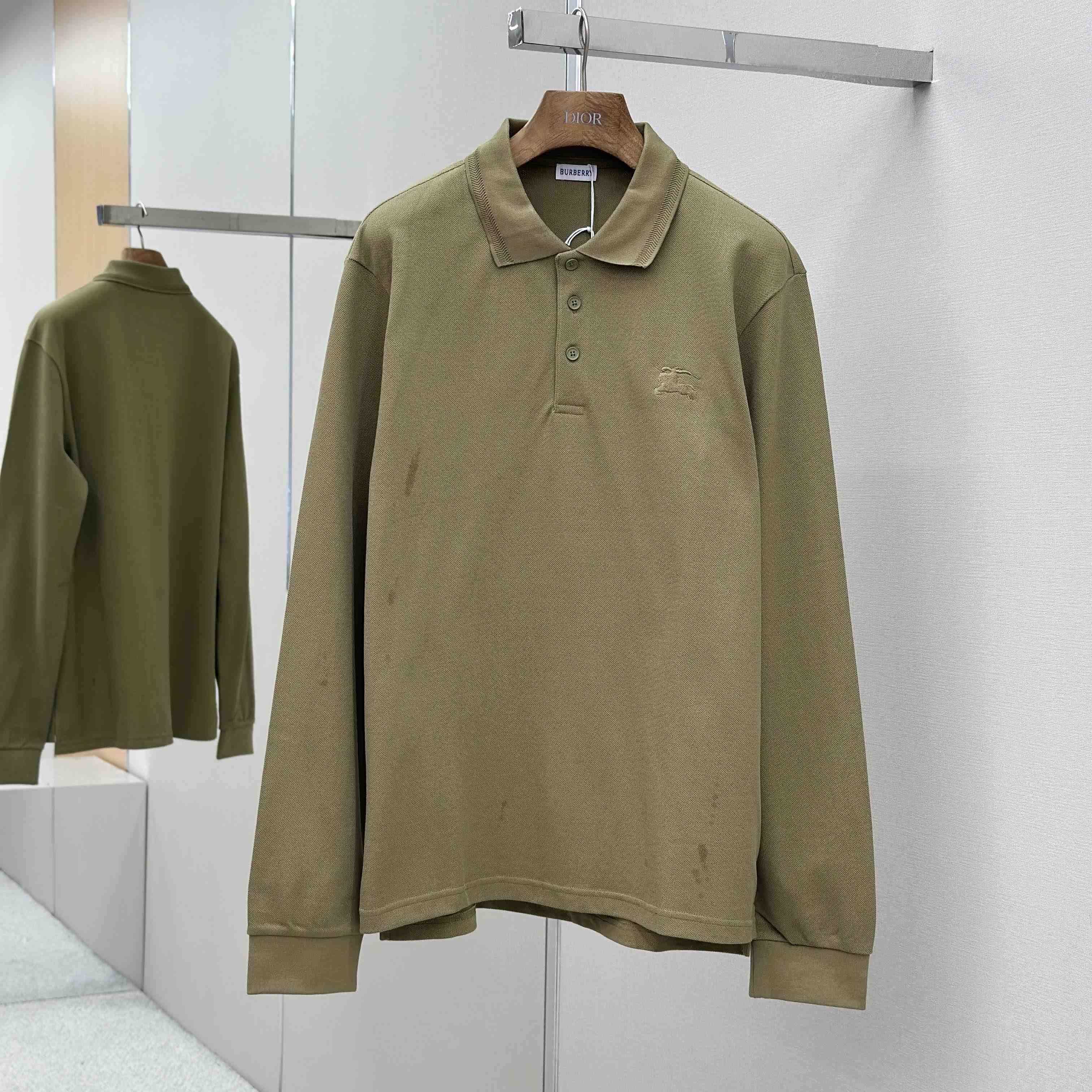 Burberry Long-sleeve Cotton Polo Shirt - DopestKickz