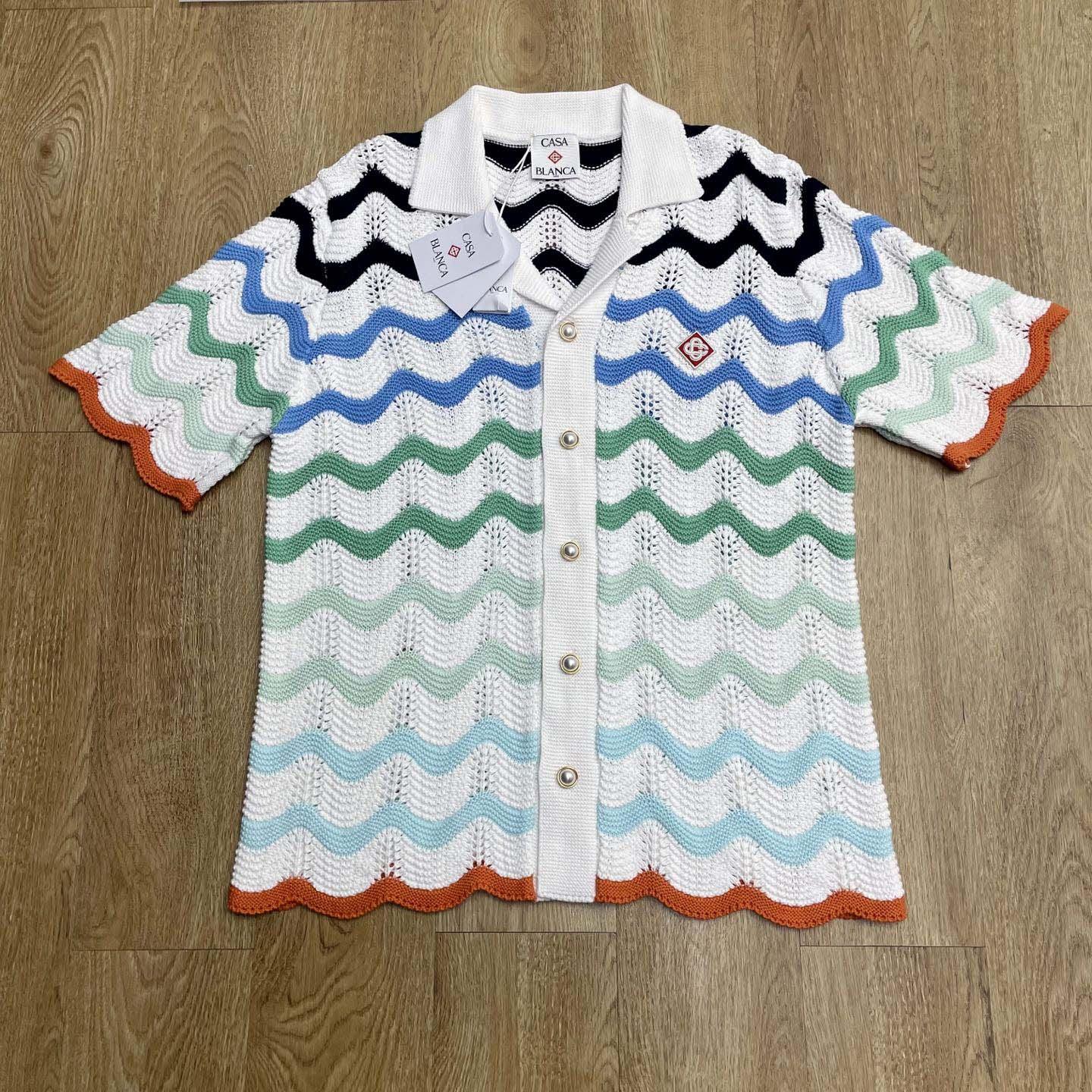 Casablanca Gradient Wave Crochet Shirt   D0107 - DopestKickz