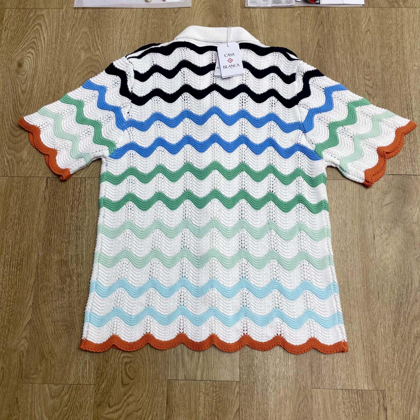 Casablanca Gradient Wave Crochet Shirt   D0107 - DopestKickz