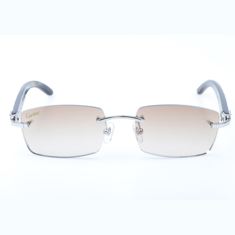 Cartier CT_3524012 Shell Mix Black Buffalo Sunglasses In Silver Brown - DopestKickz