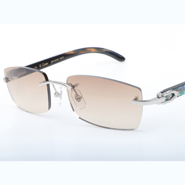 Cartier CT_3524012 Shell Mix Black Buffalo Sunglasses In Silver Brown - DopestKickz