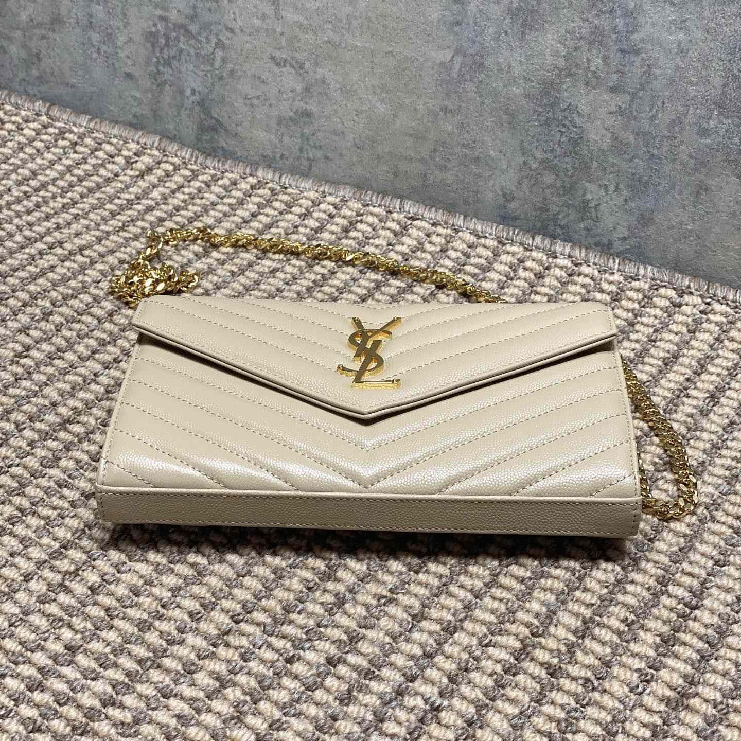 Saint Laurent Cassandre Chain Wallet In Lambskin - DopestKickz