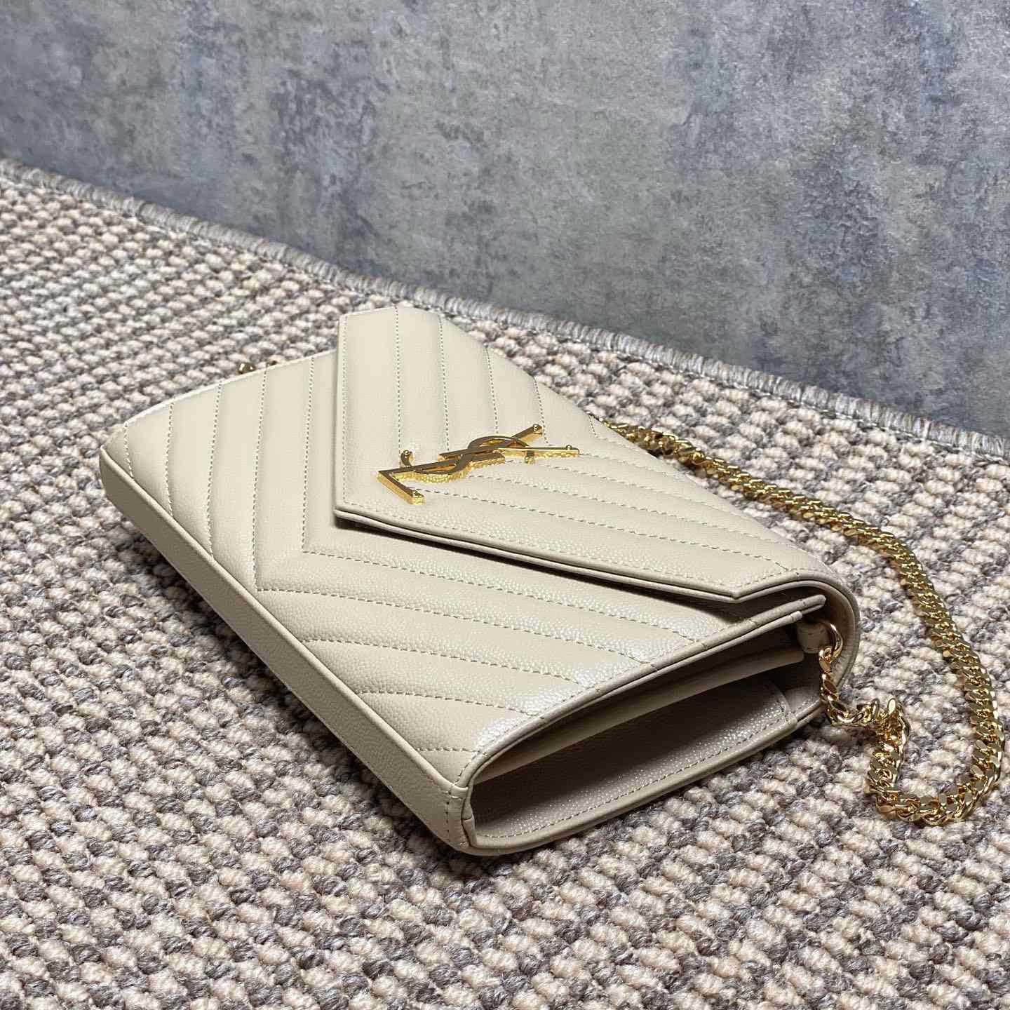 Saint Laurent Cassandre Chain Wallet In Lambskin - DopestKickz