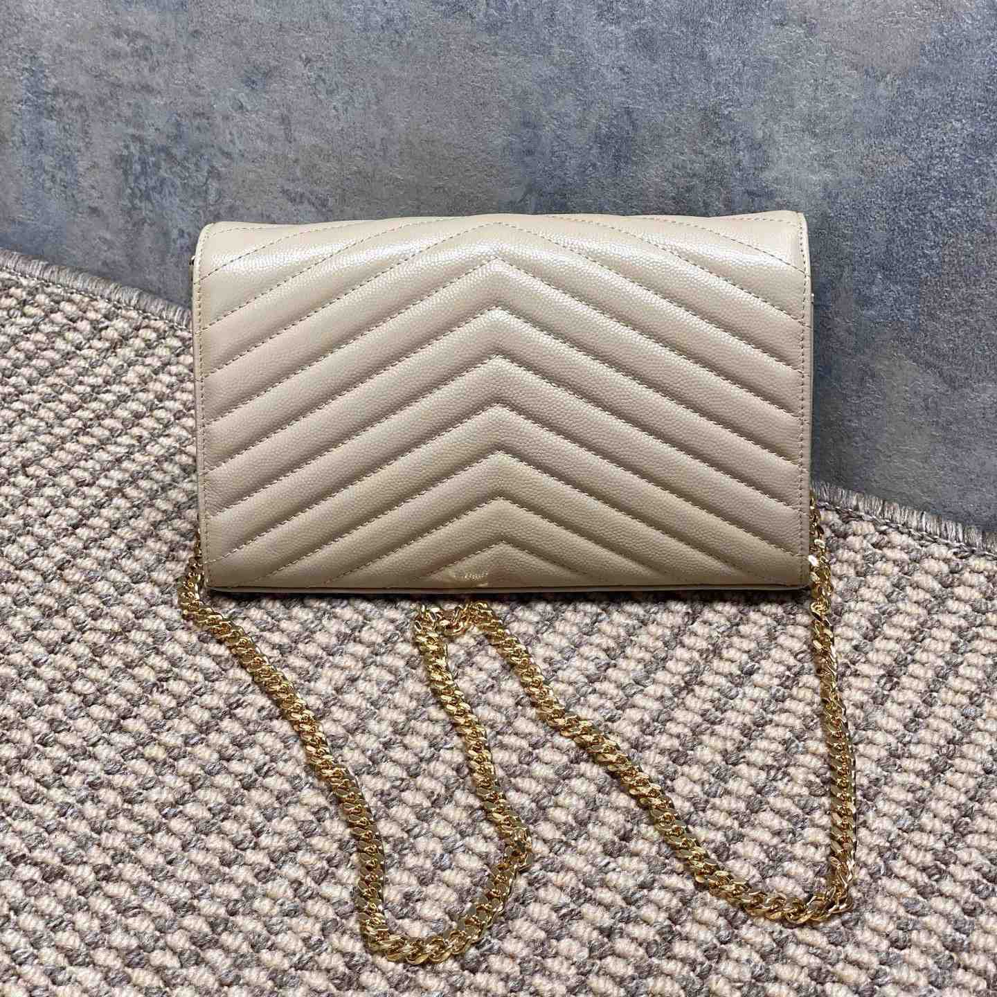 Saint Laurent Cassandre Chain Wallet In Lambskin - DopestKickz