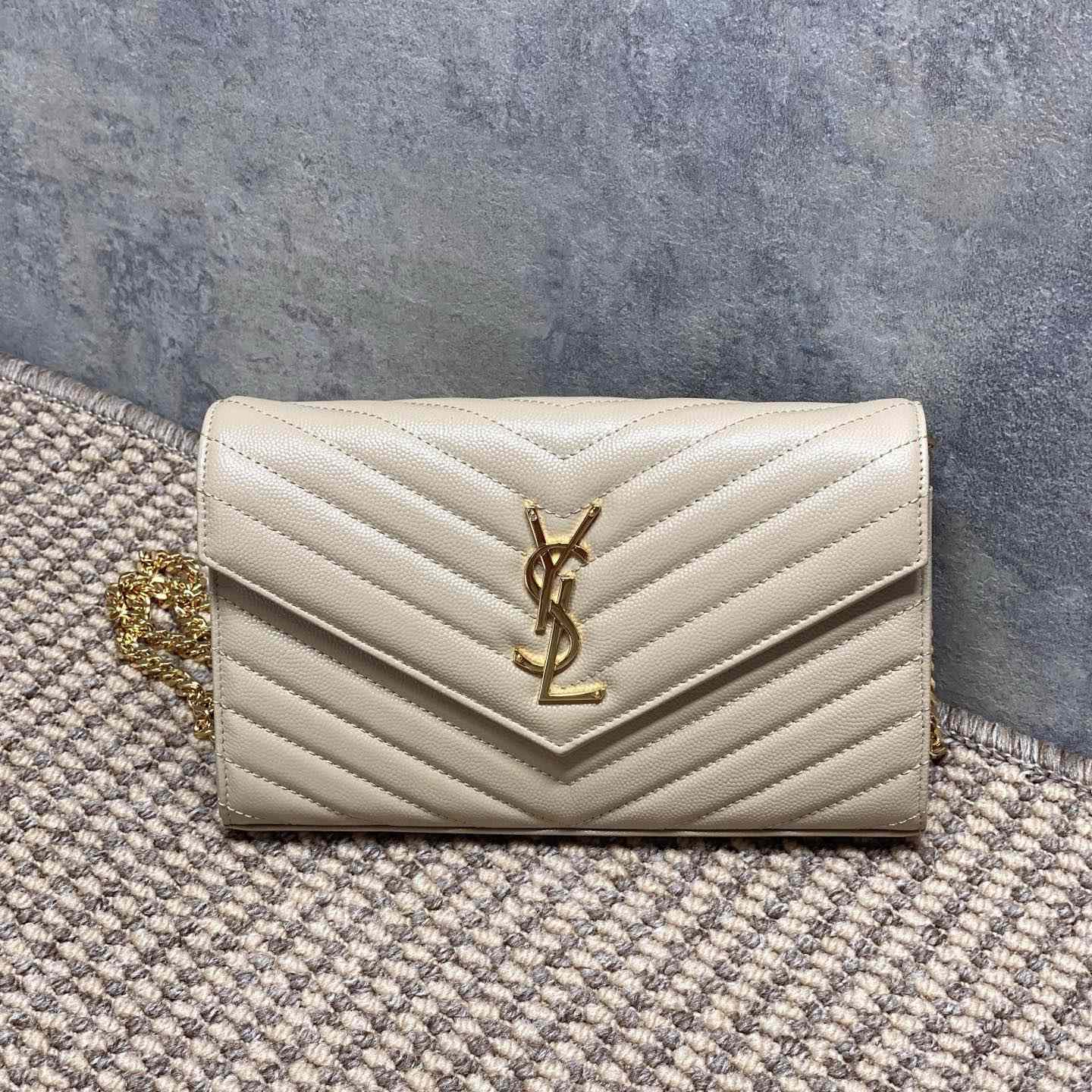 Saint Laurent Cassandre Chain Wallet In Lambskin - DopestKickz