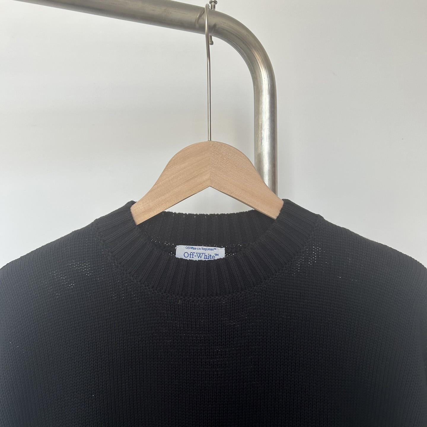 Off-White Reverse Arrow Diag Knit Crewneck 'Black/Green' - DopestKickz