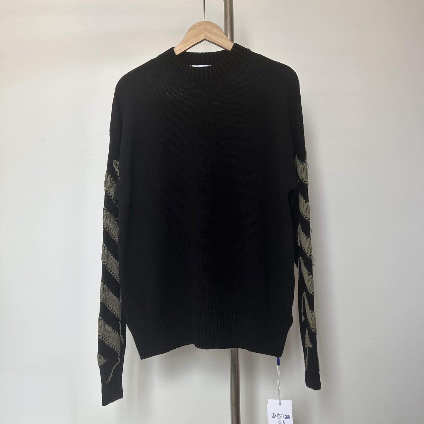 Off-White Reverse Arrow Diag Knit Crewneck 'Black/Green' - DopestKickz