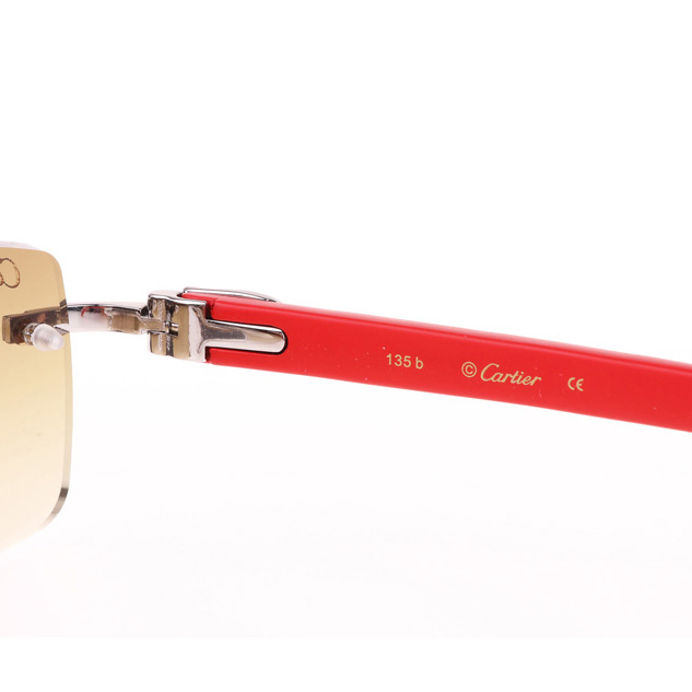Cartier CT_3524012 Red Wood Sunglasses In Silver Brown - DopestKickz