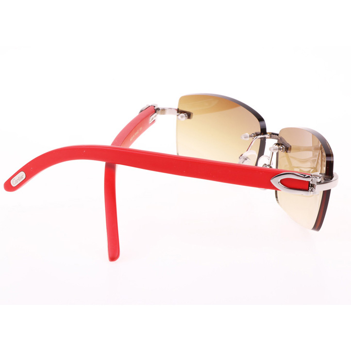 Cartier CT_3524012 Red Wood Sunglasses In Silver Brown - DopestKickz