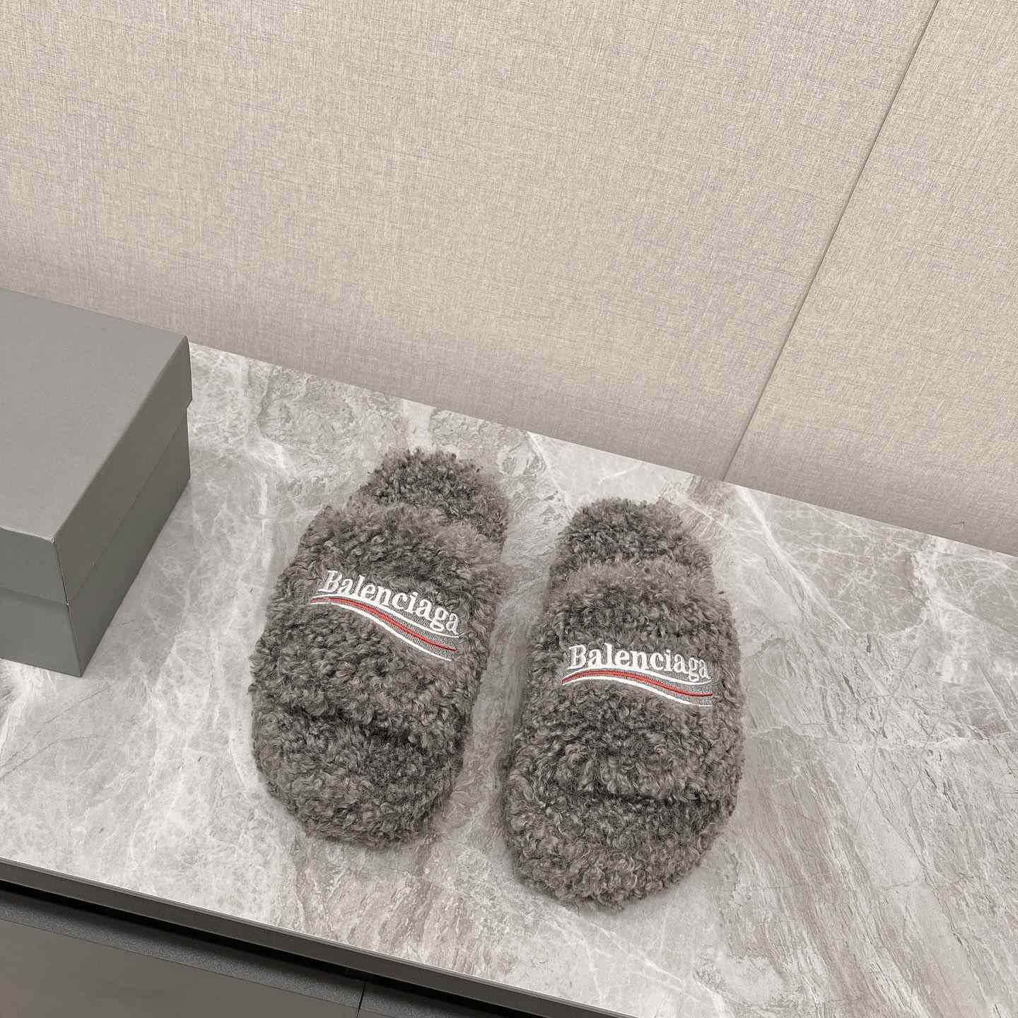 Balenciaga Furry Slide Sandals - DopestKickz