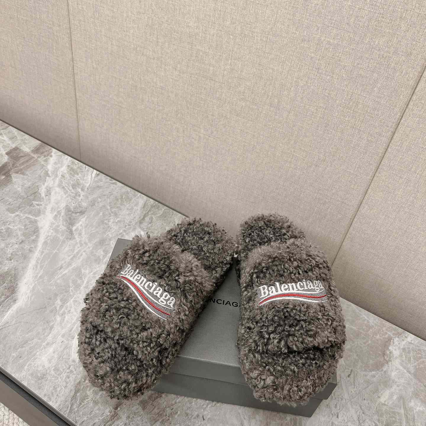 Balenciaga Furry Slide Sandals - DopestKickz