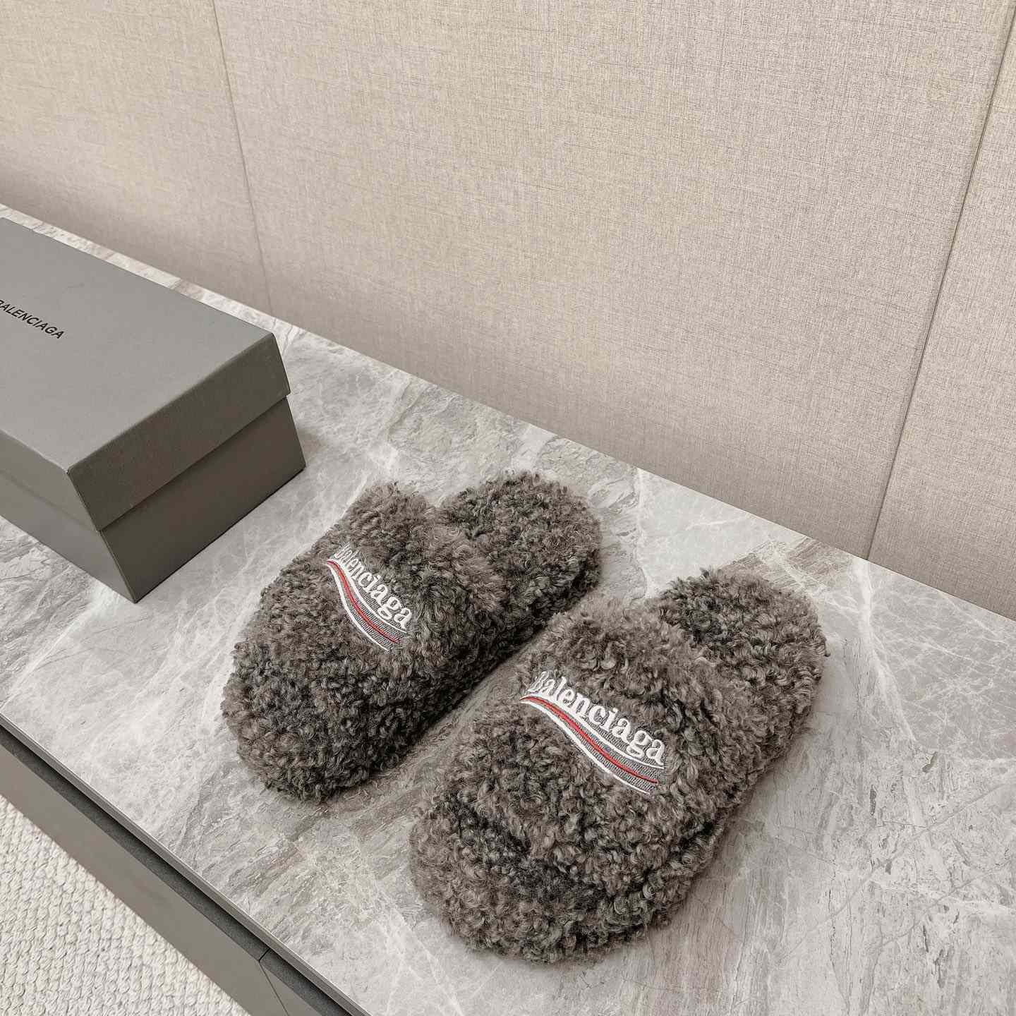 Balenciaga Furry Slide Sandals - DopestKickz
