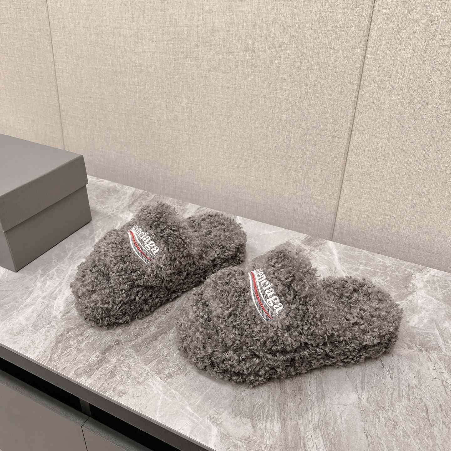 Balenciaga Furry Slide Sandals - DopestKickz