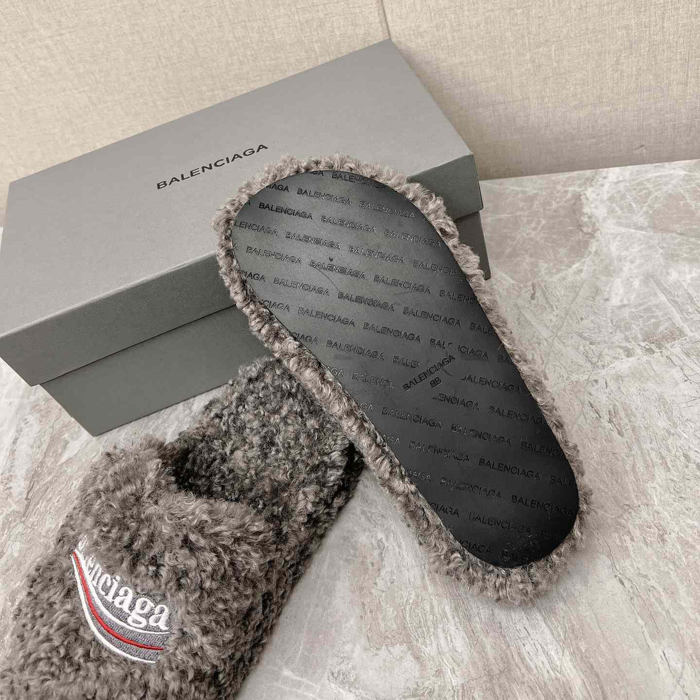 Balenciaga Furry Slide Sandals - DopestKickz