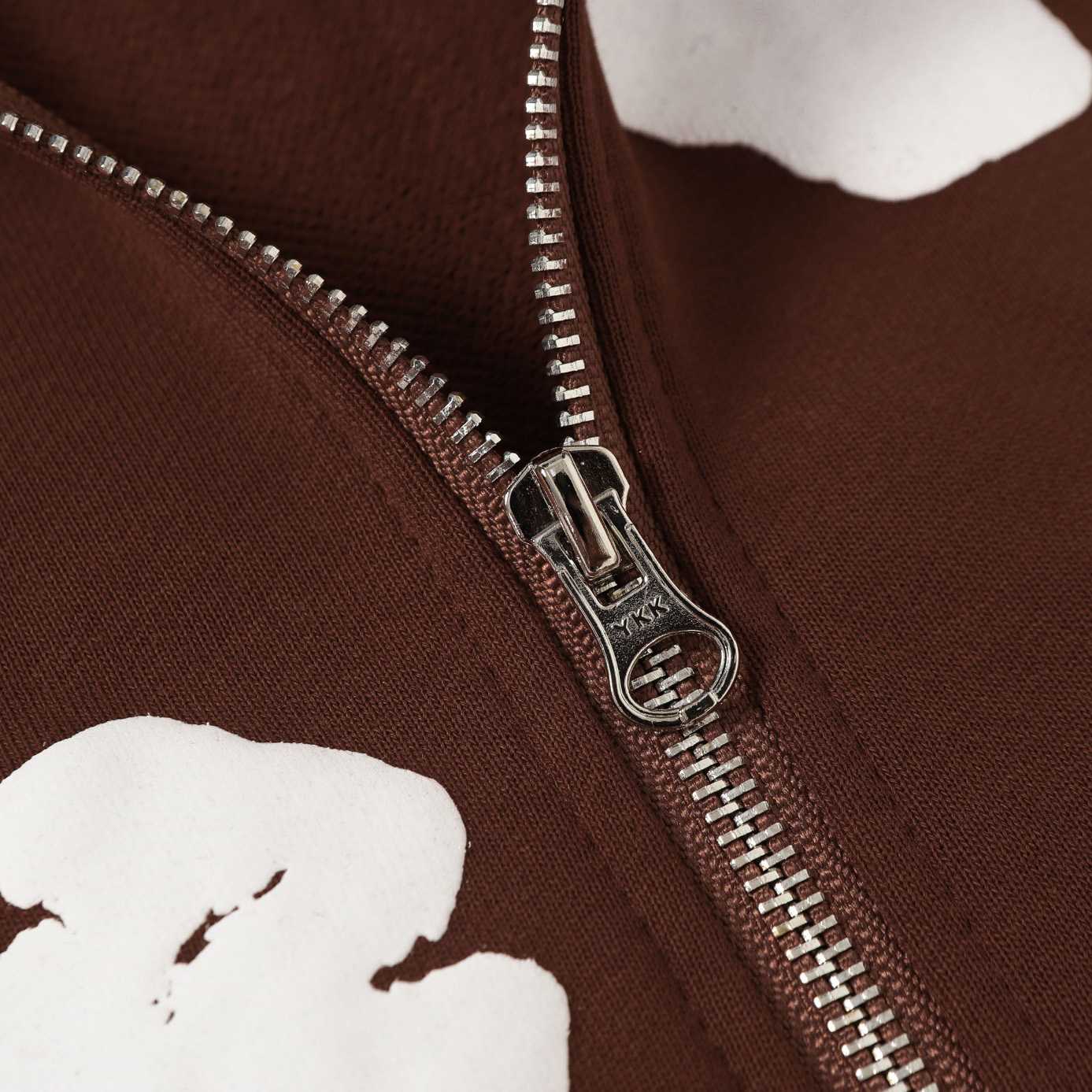 Denim Tears Cotton Wreath Zip Hoodie Brown - DopestKickz