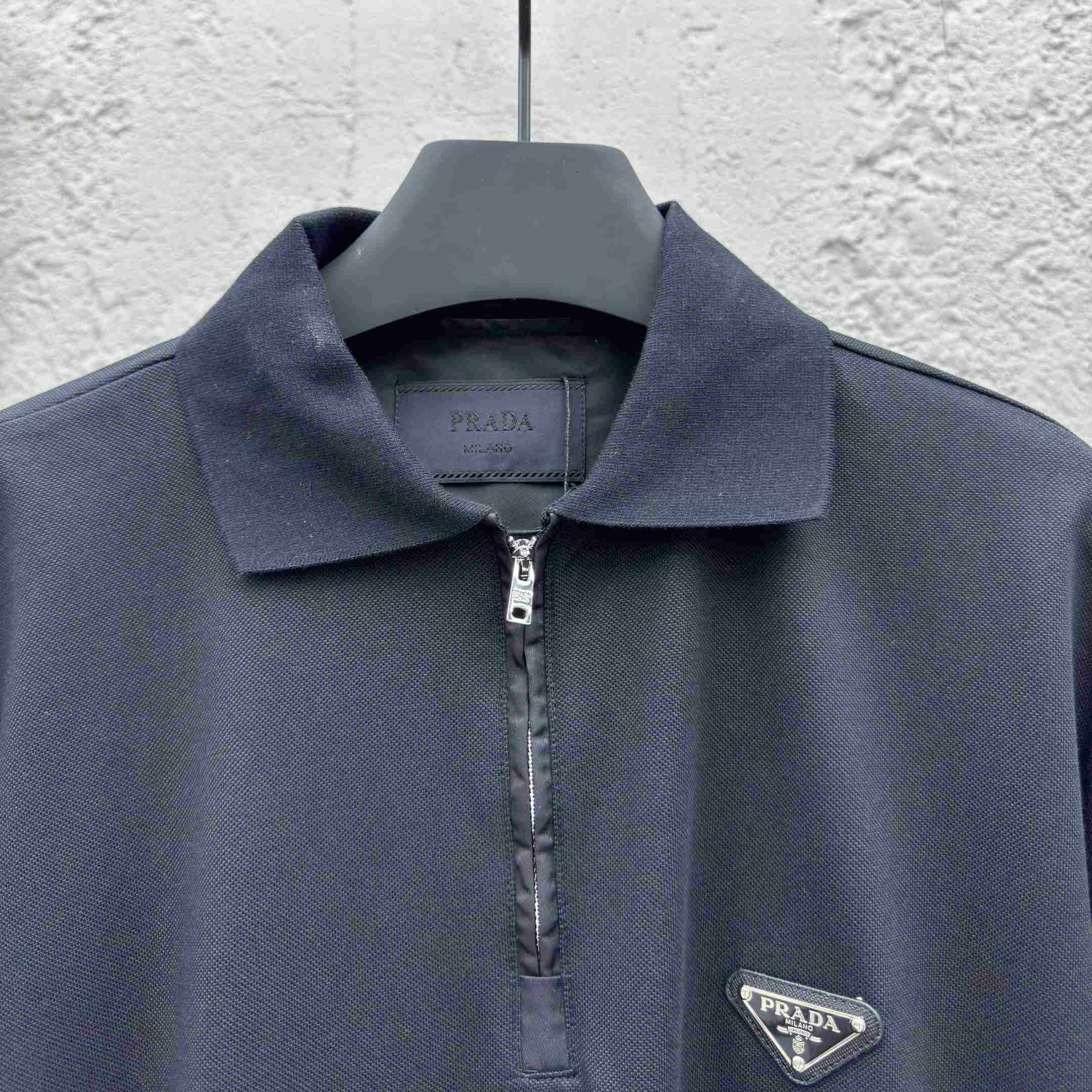 Prada Piqué Polo Shirt With Re-Nylon Details - DopestKickz