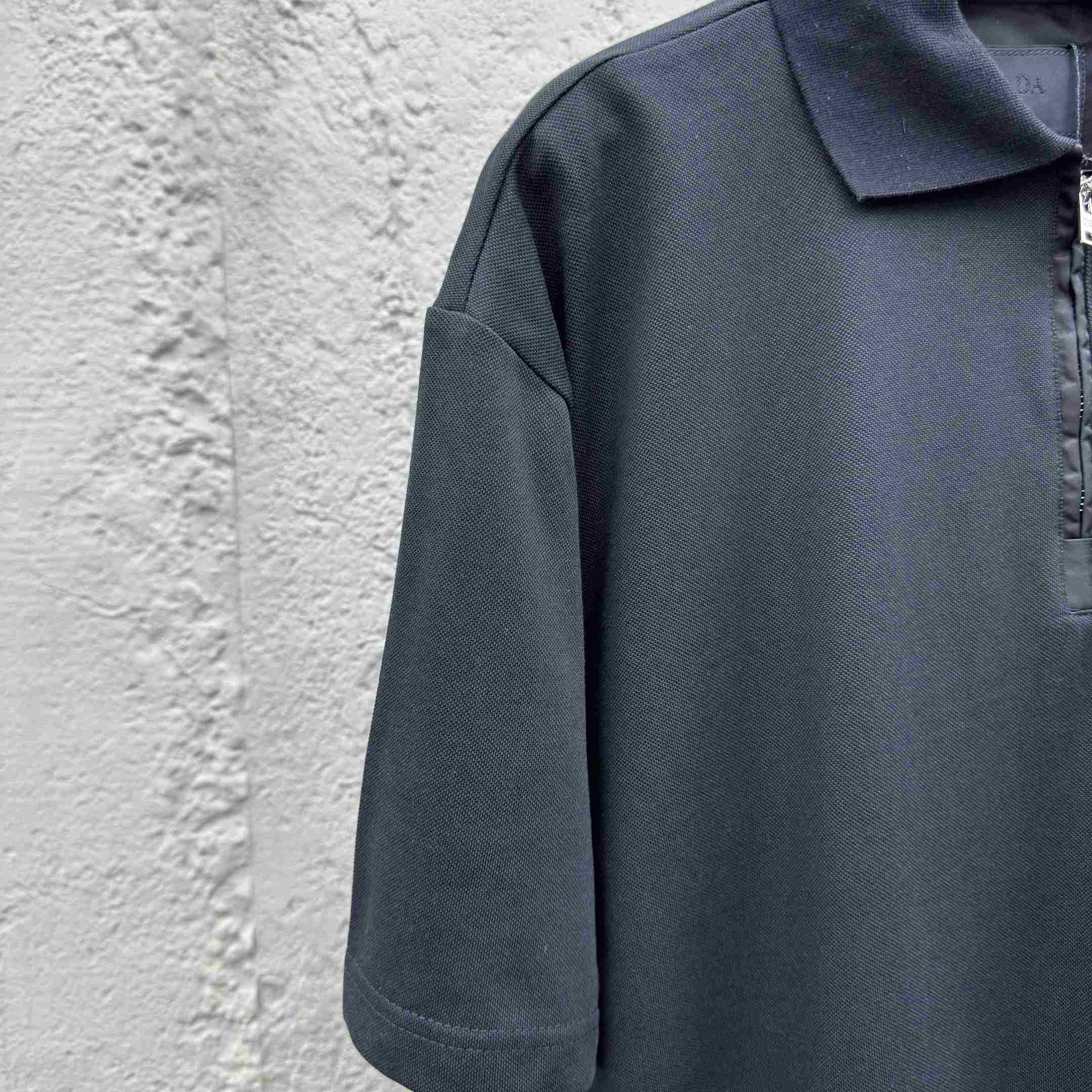 Prada Piqué Polo Shirt With Re-Nylon Details - DopestKickz