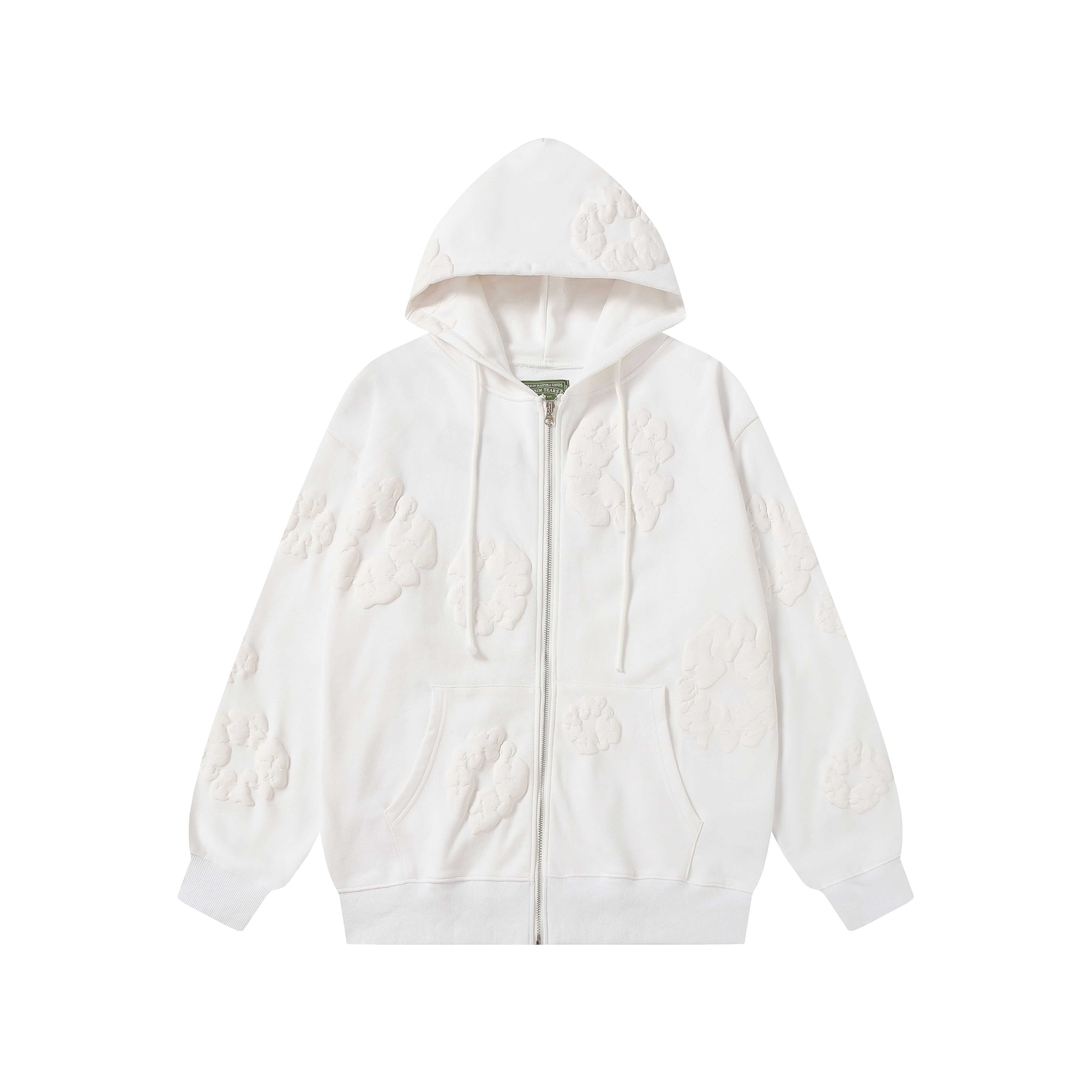 Denim Tears Cotton Wreath Zip Hoodie White - DopestKickz