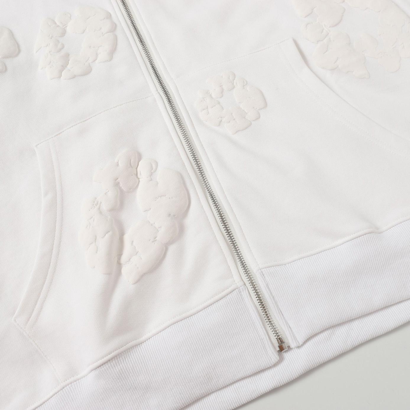 Denim Tears Cotton Wreath Zip Hoodie White - DopestKickz