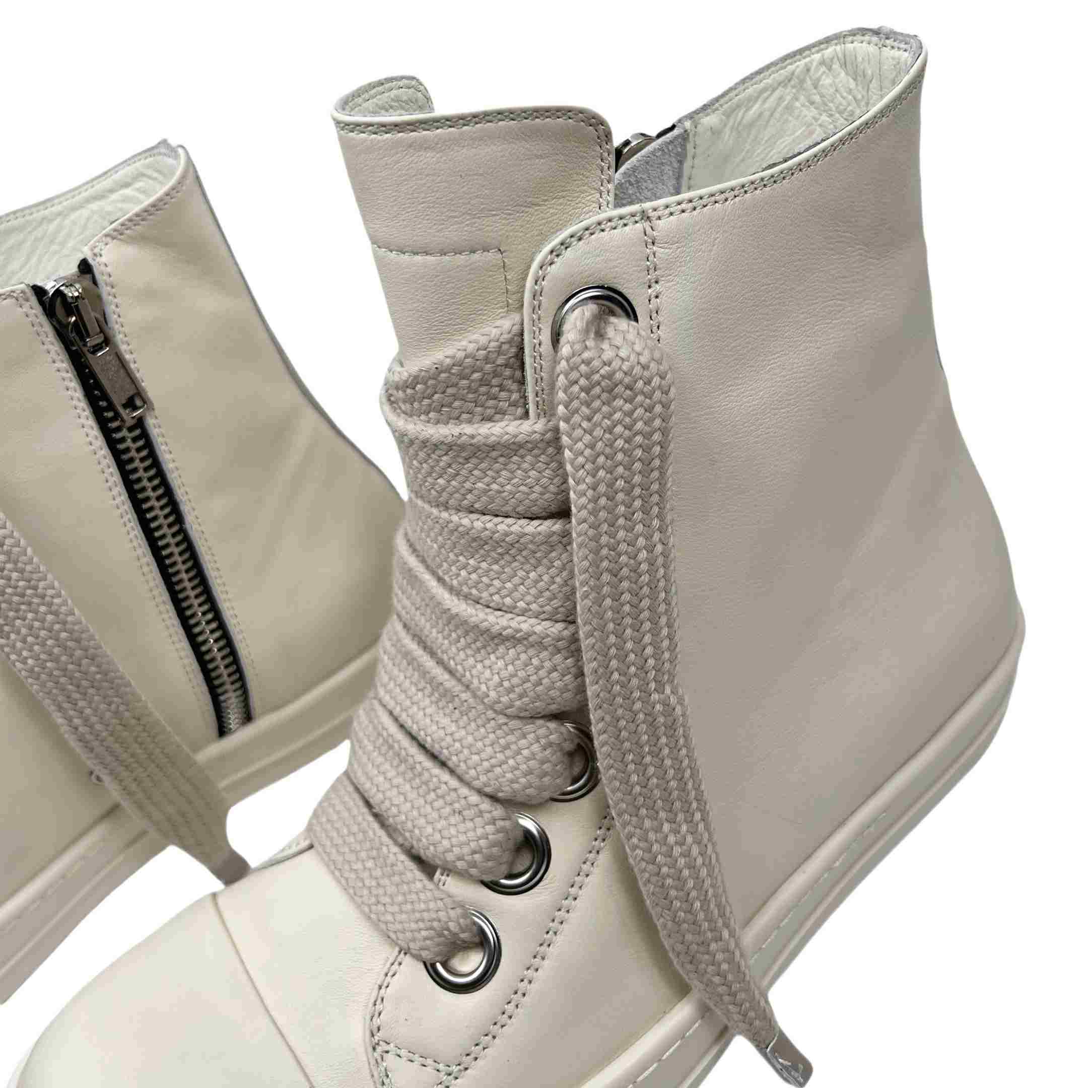 Rick Owens Lido High Sneaks Jumbo Laced Milk - DopestKickz