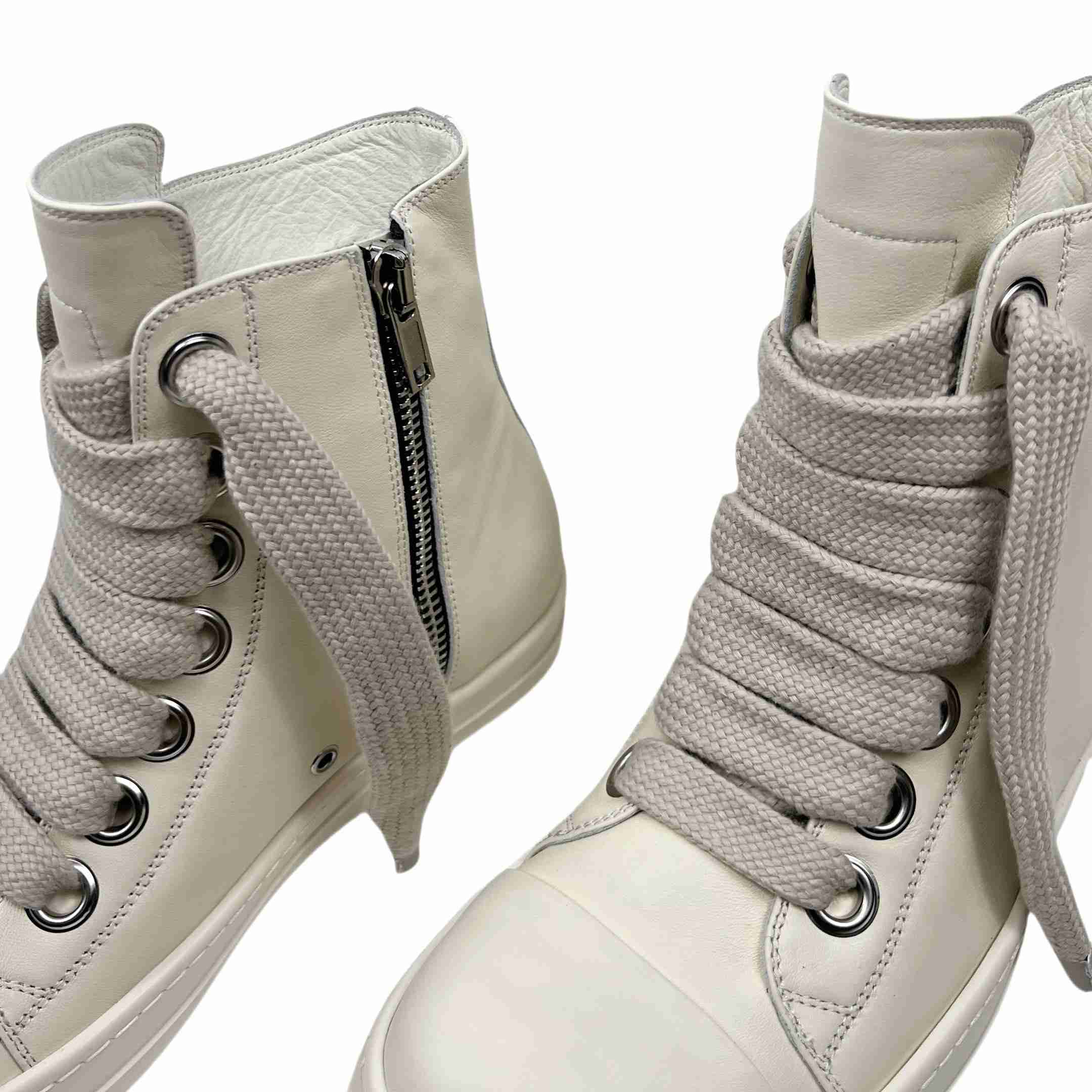 Rick Owens Lido High Sneaks Jumbo Laced Milk - DopestKickz