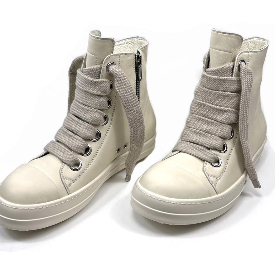 Rick Owens Lido High Sneaks Jumbo Laced Milk - DopestKickz