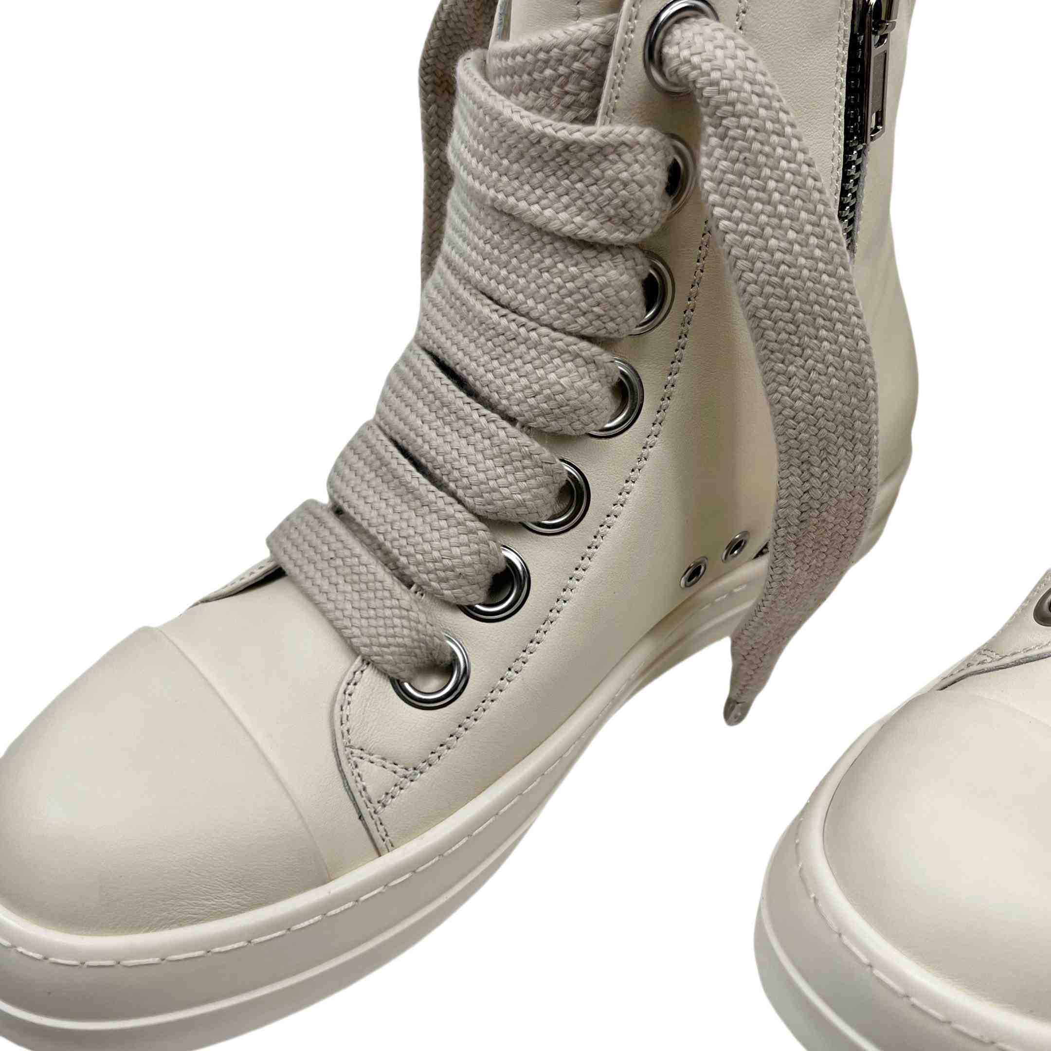 Rick Owens Lido High Sneaks Jumbo Laced Milk - DopestKickz