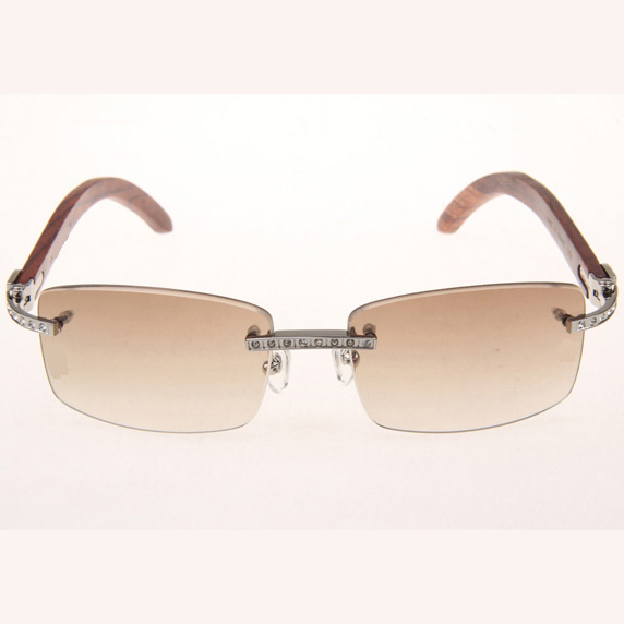 Cartier CT_3524012 Diamond Wood Eyeglasses In Silver Brown - DopestKickz