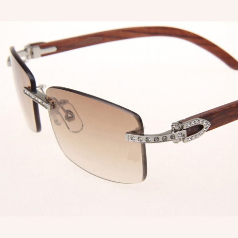 Cartier CT_3524012 Diamond Wood Eyeglasses In Silver Brown - DopestKickz