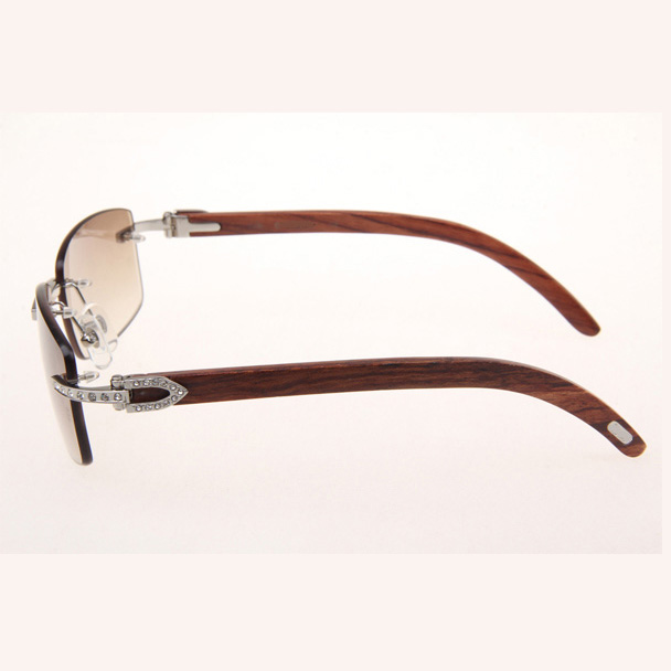Cartier CT_3524012 Diamond Wood Eyeglasses In Silver Brown - DopestKickz