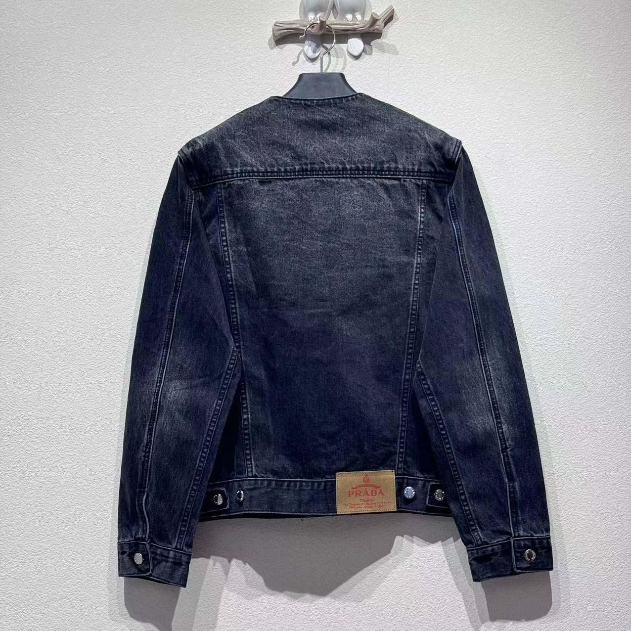 Prada Triangle-logo Denim Blouson Jacket - DopestKickz