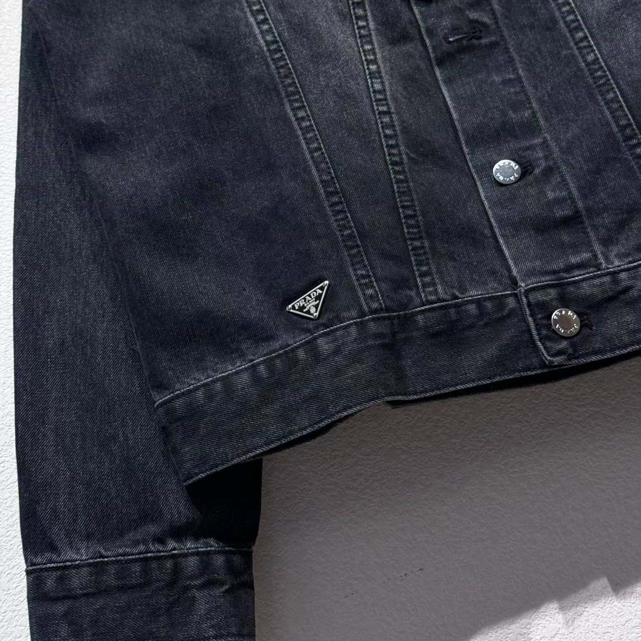 Prada Triangle-logo Denim Blouson Jacket - DopestKickz