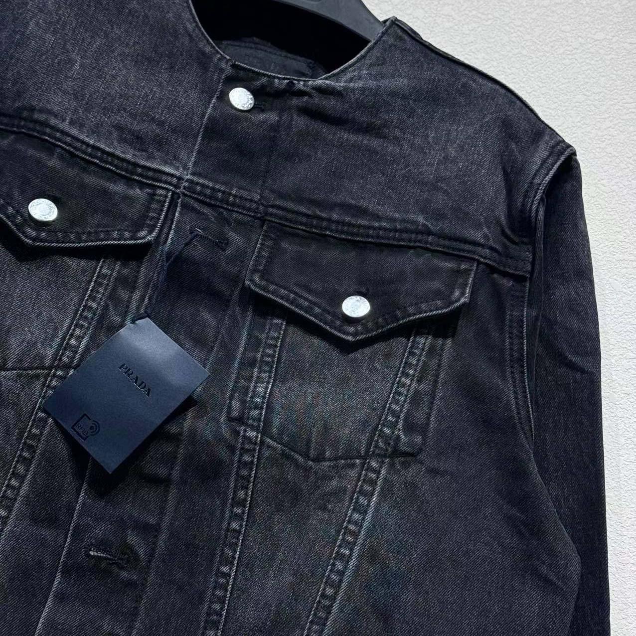 Prada Triangle-logo Denim Blouson Jacket - DopestKickz