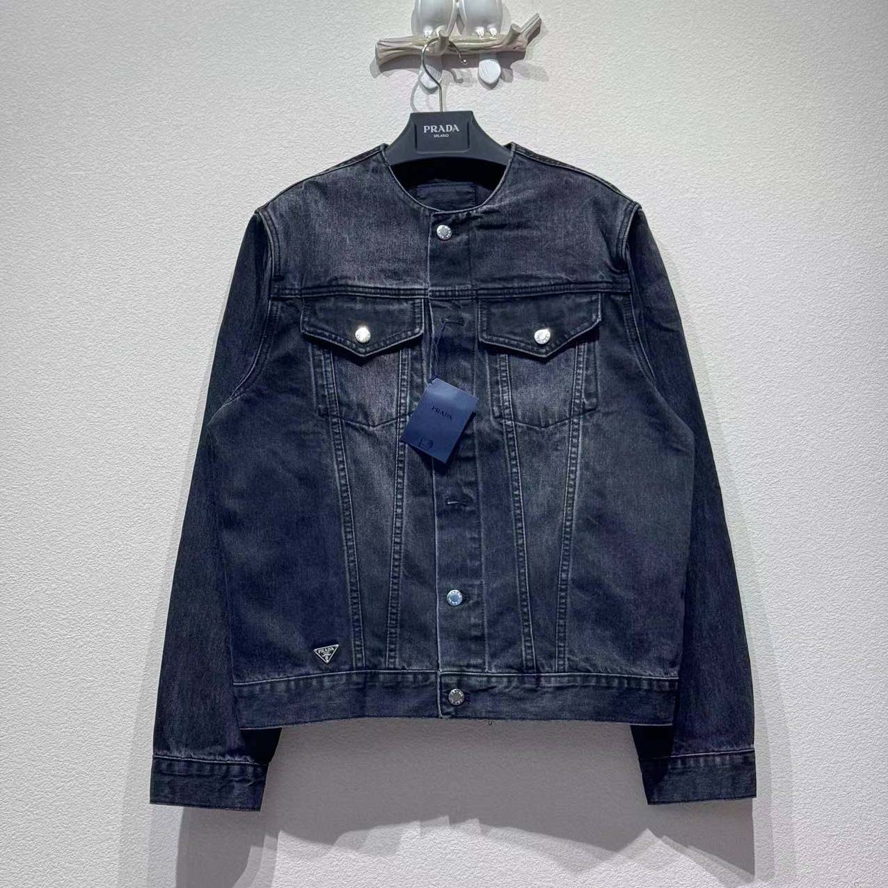Prada Triangle-logo Denim Blouson Jacket - DopestKickz