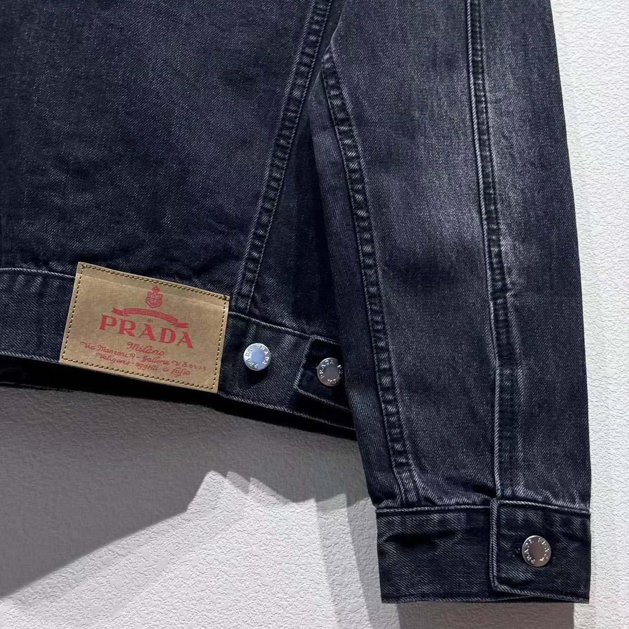 Prada Triangle-logo Denim Blouson Jacket - DopestKickz