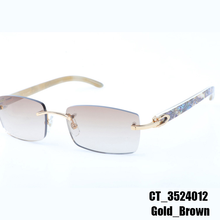 Cartier CT_3524012 Shell Mix White Buffalo Sunglasses In Gold Brown - DopestKickz