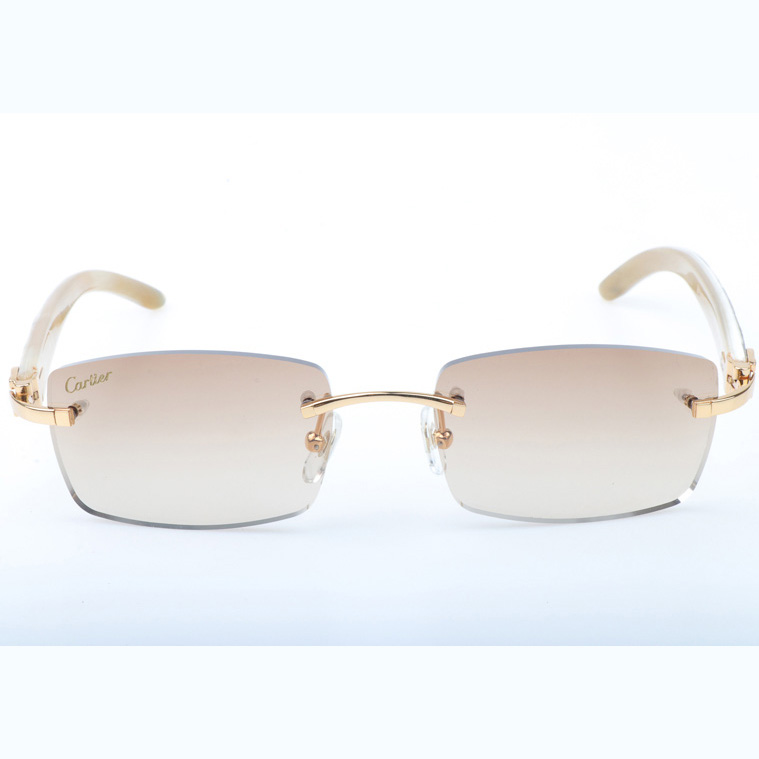 Cartier CT_3524012 Shell Mix White Buffalo Sunglasses In Gold Brown - DopestKickz