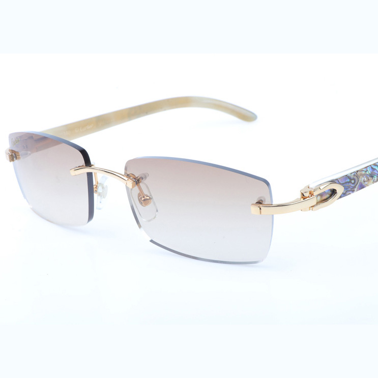 Cartier CT_3524012 Shell Mix White Buffalo Sunglasses In Gold Brown - DopestKickz