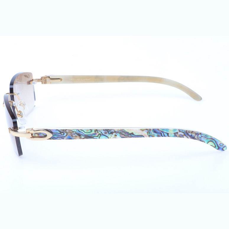 Cartier CT_3524012 Shell Mix White Buffalo Sunglasses In Gold Brown - DopestKickz