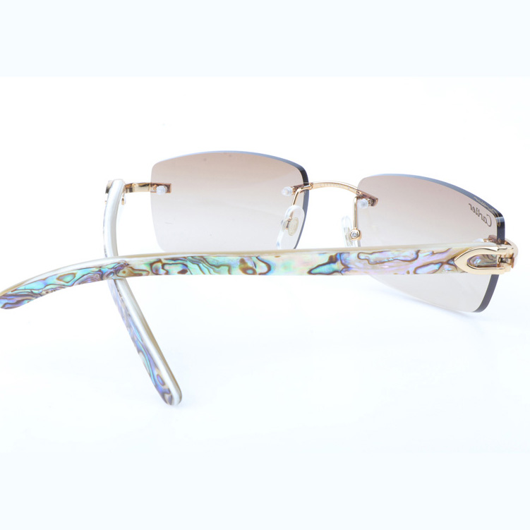 Cartier CT_3524012 Shell Mix White Buffalo Sunglasses In Gold Brown - DopestKickz