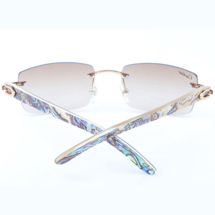 Cartier CT_3524012 Shell Mix White Buffalo Sunglasses In Gold Brown - DopestKickz