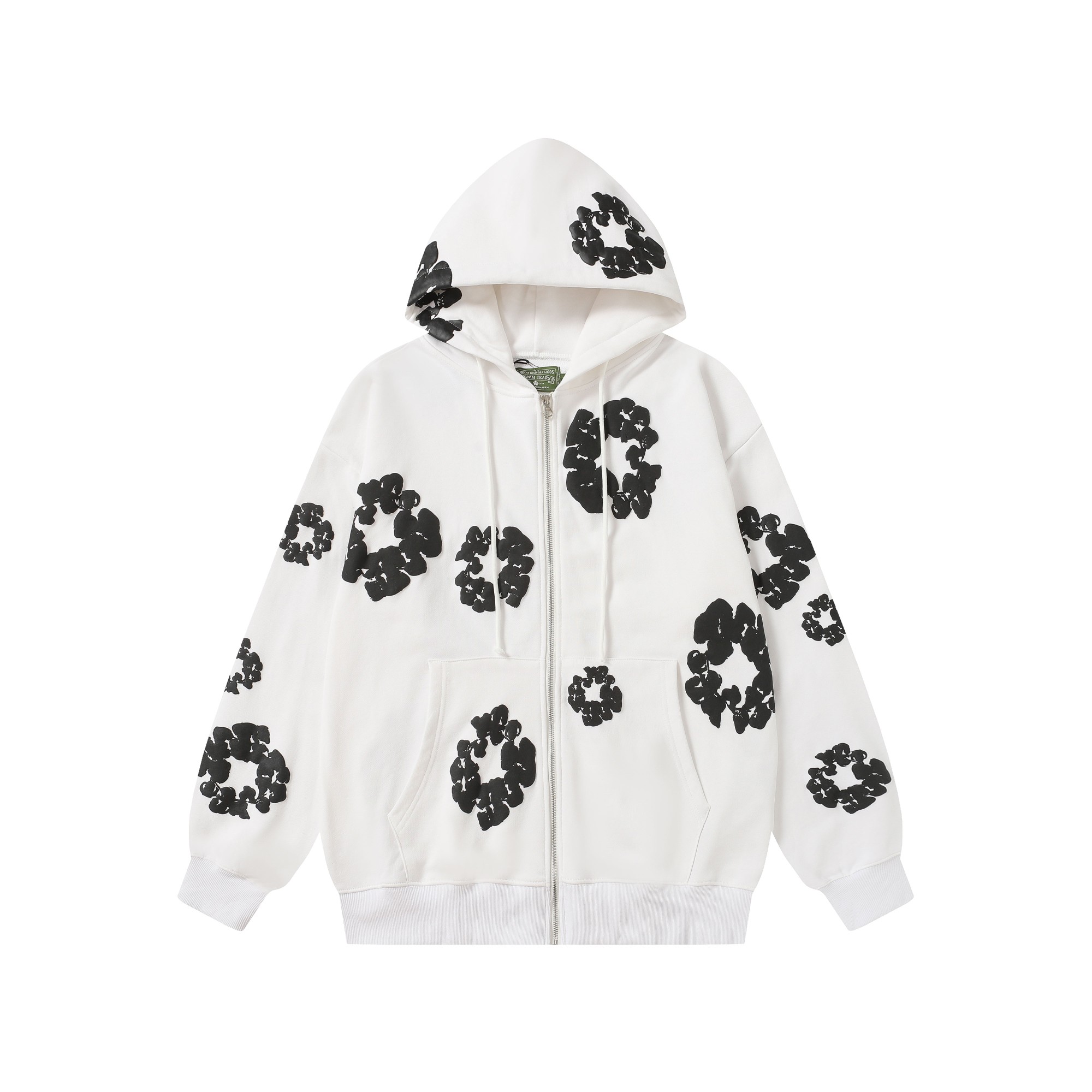 Denim Tears Cotton Wreath Zip Hoodie White - DopestKickz