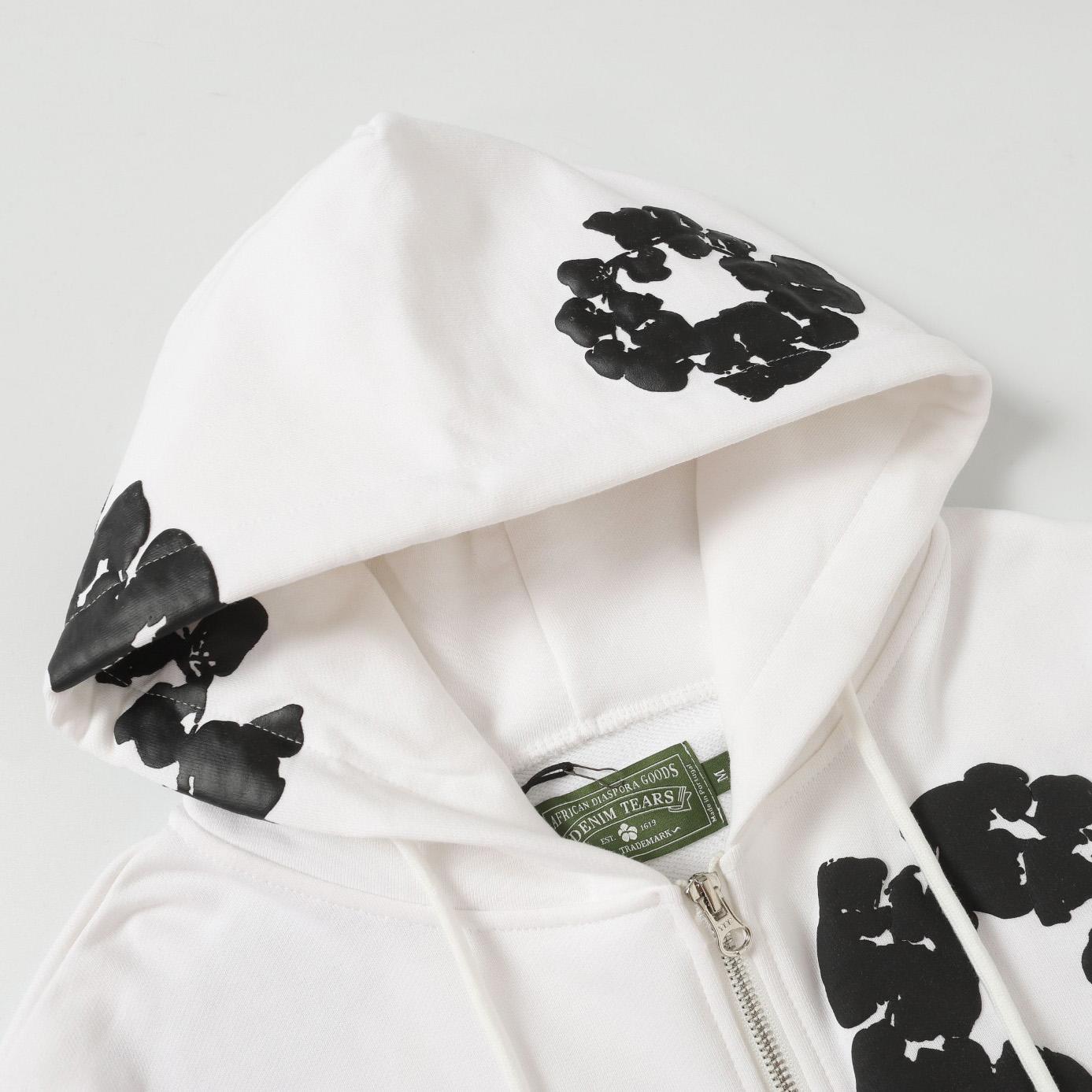 Denim Tears Cotton Wreath Zip Hoodie White - DopestKickz